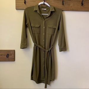 Synergy Organic olive green shirt dress